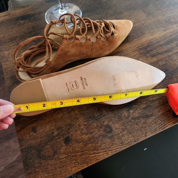 STUART WEITZMAN Brown Suede Stringdown Flats - Picture 10 of 12
